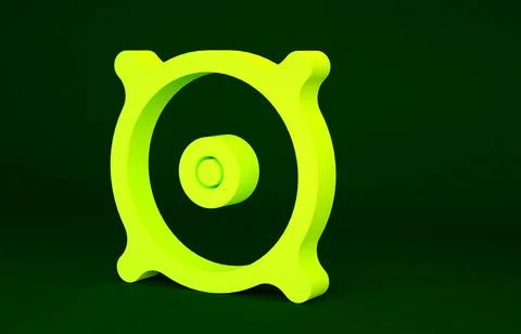 Yellow Car audio speaker icon isolated on green background. Minimalism concep 库存插图