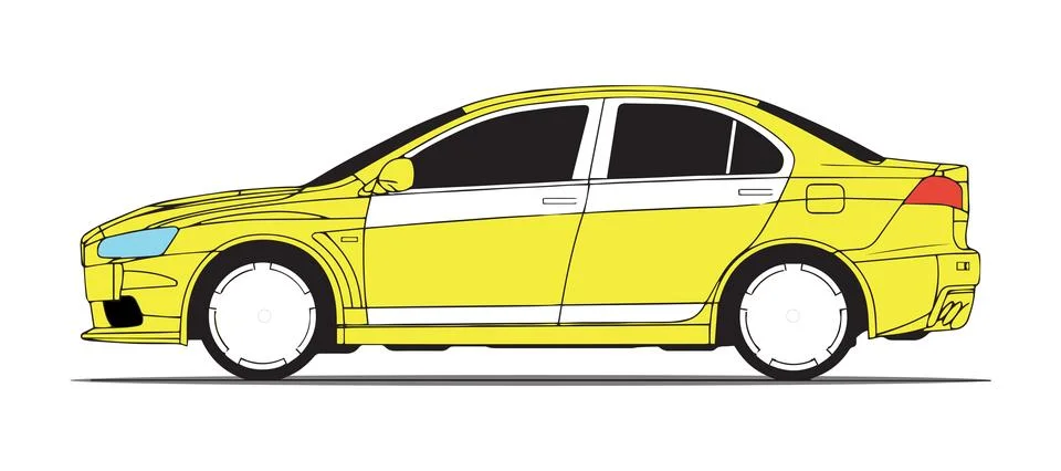 Yellow car with black square pattern illustration Stock Illustration