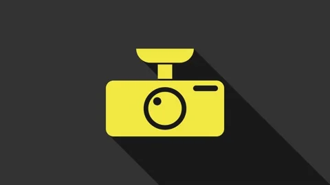Yellow Car DVR icon isolated on grey background. Car digital video recorder icon Stock Footage 147692451