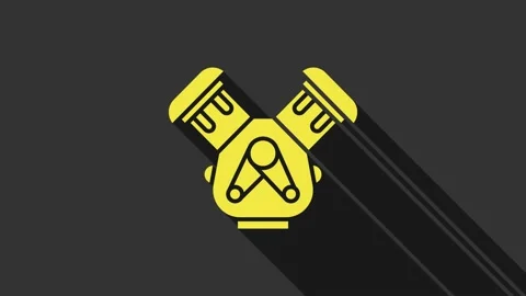 Yellow Car engine icon isolated on grey background. 4K Video motion graphic Vídeos de archivo 147699514