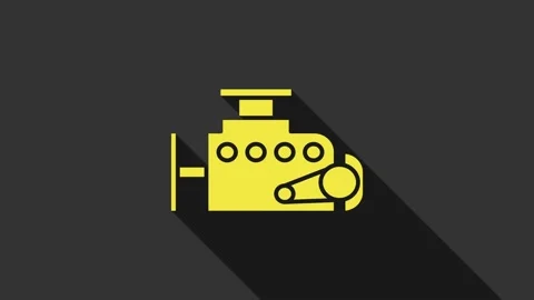 Yellow Car engine icon isolated on grey background. 4K Video motion graphic Vídeos de archivo 147699518