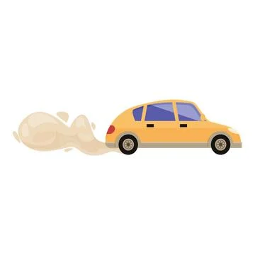 Yellow car leaving dust cloud while driving fast Stock Illustration