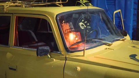 Yellow Car Orange Flashlight Stock-Footage 119057224