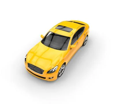 Yellow Car Perspective View Stock Illustration