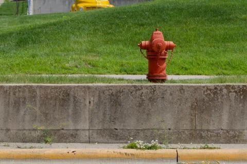 Yellow car, Red Hydrant Stock Photos