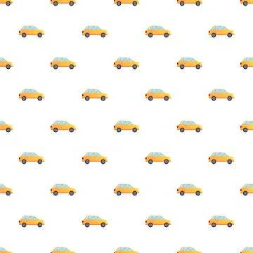 Yellow car seamless pattern vector graphic background Stock Illustration