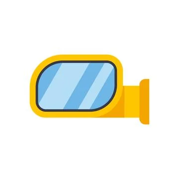 Yellow car side mirror viewing vehicle traffic Stock Illustration