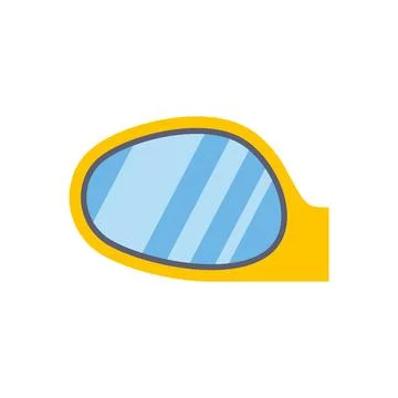 Yellow car side mirror viewing rear traffic Stock Illustration