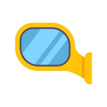 Yellow car side view mirror flat icon illustrating automotive part Illustrazione stock