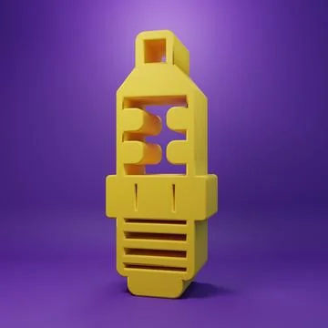 Yellow Car spark plug icon isolated on purple background. Car electric cand.. Stock Illustration