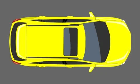 Yellow Car top view. Flat and solid color style design Vector illustration. Stock Illustration