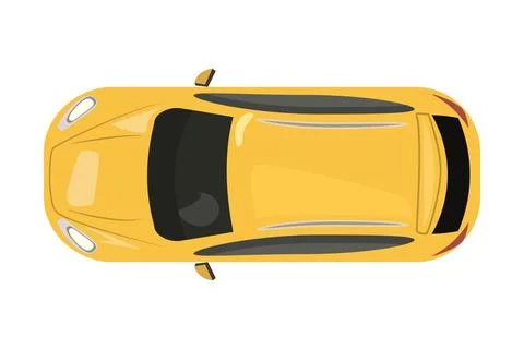 Yellow car from top view isolated on white background. Delivery automobile. Stock Illustration