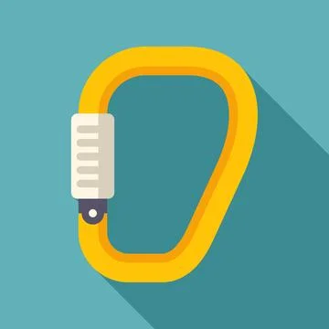 Yellow carabiner hook securing safety in climbing sports Stock Illustration