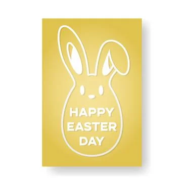 Yellow card with congratulations for Easter with an a bunny as an egg Stock Illustration