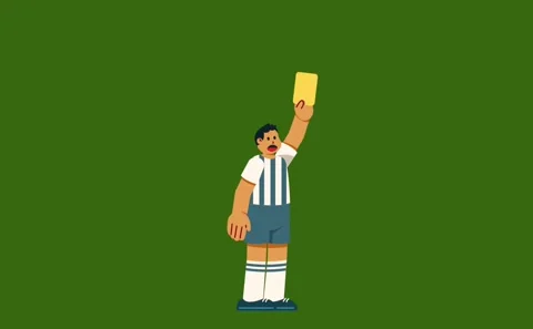 Yellow Card Referee Leader Of Game Character Stock Footage 286430532
