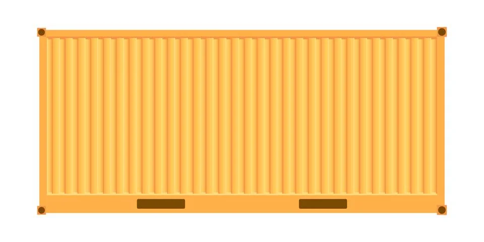 Yellow cargo container isolated on white background. Shipping container Stock Illustration