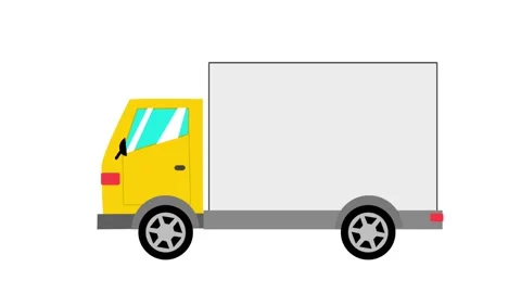 A yellow cargo delivery van drives 스톡 동영상 332855933