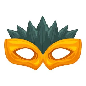 Yellow carnival mask with feathers is preparing for party Illustrazione stock