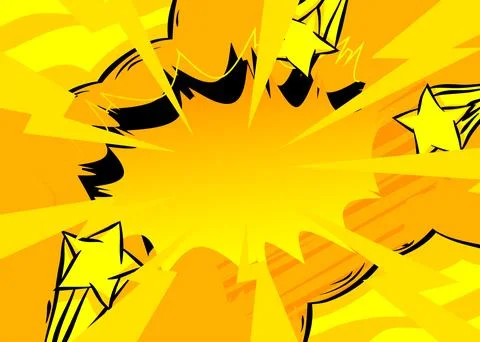 Yellow cartoon background, comic book abstract backdrop. Retro vector comic.. Stock Illustration
