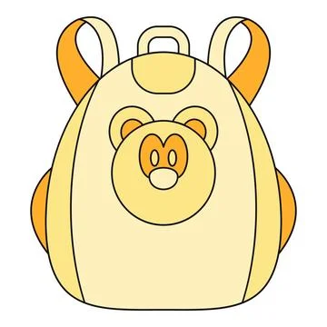 Yellow cartoon bear backpack for children's school Stock Illustration