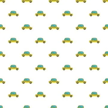 Yellow cartoon car seamless pattern background Stock Illustration