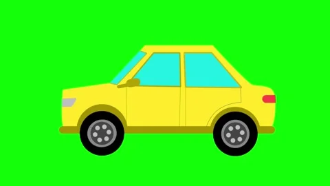 Yellow Cartoon Car Side View Flat Animation Stock Footage 335851480