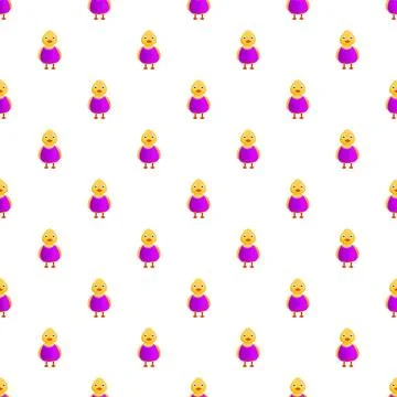 Yellow cartoon chicks seamless pattern on white background イラスト素材