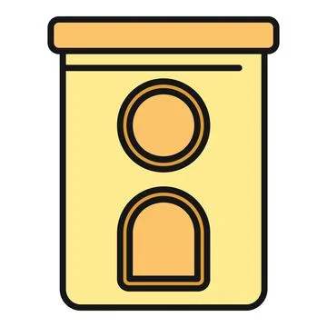 Yellow cartoon container with circle and arch graphic Illustrazione stock