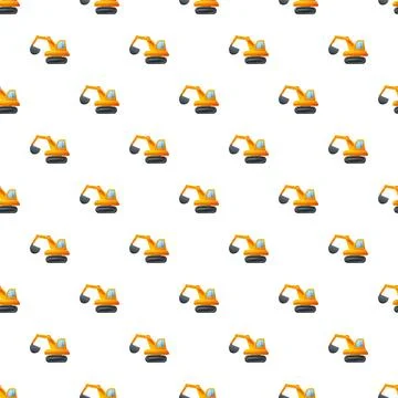 Yellow cartoon excavator seamless pattern for kids Illustrazione stock