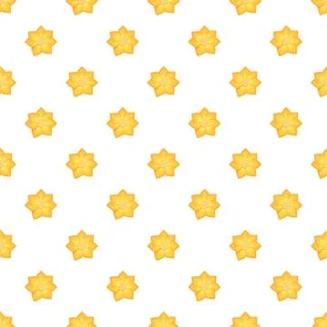 Yellow cartoon flowers seamless pattern repeating background 스톡 일러스트