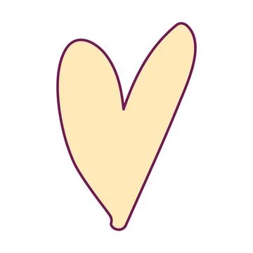 Yellow Cartoon Hand Drawn Vector Heart Element Stock Illustration