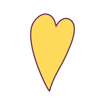 Yellow Cartoon Hand Drawn Vector Heart Element Stock Illustration