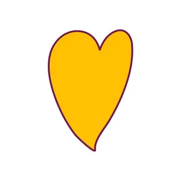 Yellow Cartoon Hand Drawn Vector Heart Element Stock Illustration