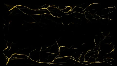 Yellow cartoon lightning on a black background. Hand-drawn 2D energy effect with Stock Footage 339021037