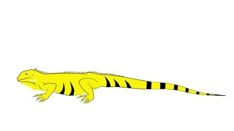 Yellow cartoon lizard long tail spots tongue out crawling reptile animal Stock Illustration