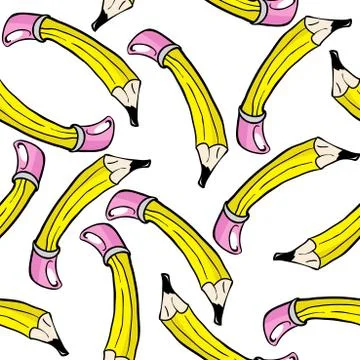 Yellow cartoon pencil pattern Stock Illustration