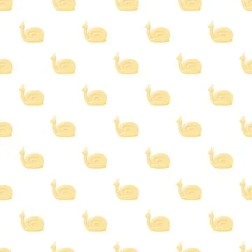 Yellow cartoon snail pattern on white background Illustrazione stock