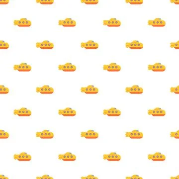 Yellow cartoon submarine repeating pattern background Stock Illustration