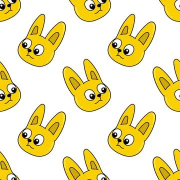 Yellow cat head pattern seamless textile print. repeat pattern background des Stock Illustration