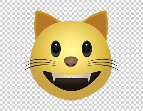 Yellow cat icon with sharp fangs and a wide grin 库存插图