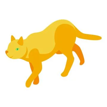 Yellow cat running and sneaking with green eyes イラスト素材