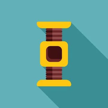 Yellow cat scratching post with hanging ball for playing 스톡 일러스트