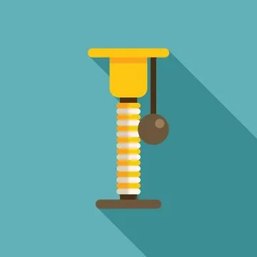 Yellow cat scratching post with hanging ball for playing 스톡 일러스트