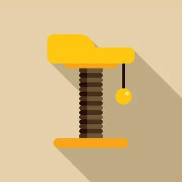 Yellow cat scratching post with hanging ball icon 스톡 일러스트