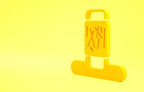 Yellow Cat scratching post with toy icon isolated on yellow background. Minim 스톡 일러스트
