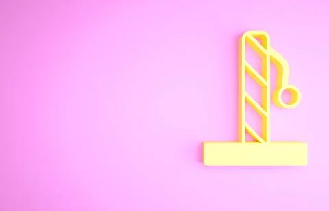 Yellow Cat scratching post with toy icon isolated on pink background. Minimalism 스톡 일러스트