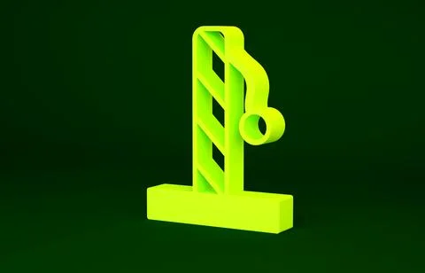 Yellow Cat scratching post with toy icon isolated on green background 스톡 일러스트