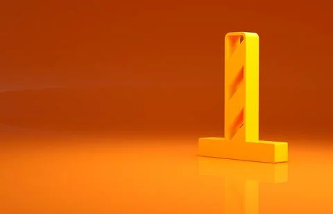 Yellow Cat scratching post with toy icon isolated on orange background 스톡 일러스트