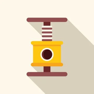 Yellow cat tree with scratching post icon with long shadow 스톡 일러스트