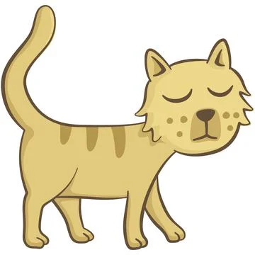Yellow cat walking slowly Иллюстрация